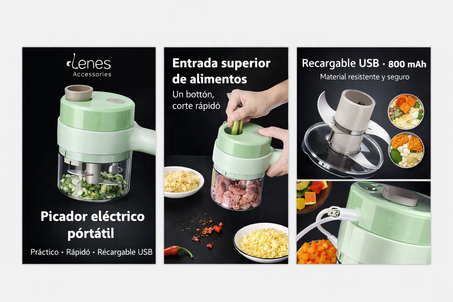 Picador 4 en 1 - Eléctrico, portátil, cargable USB